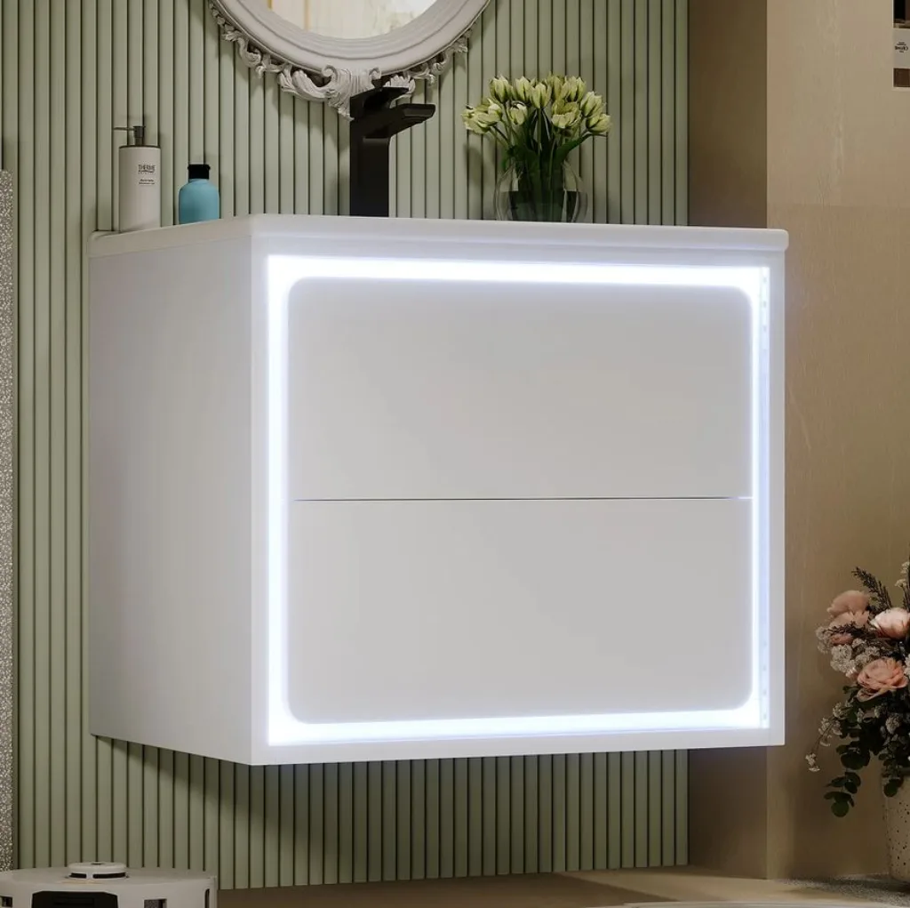 Hängender Badezimmerschrank mit integrierter LED-Beleuchtung aus prenel Bauteilen